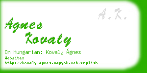 agnes kovaly business card